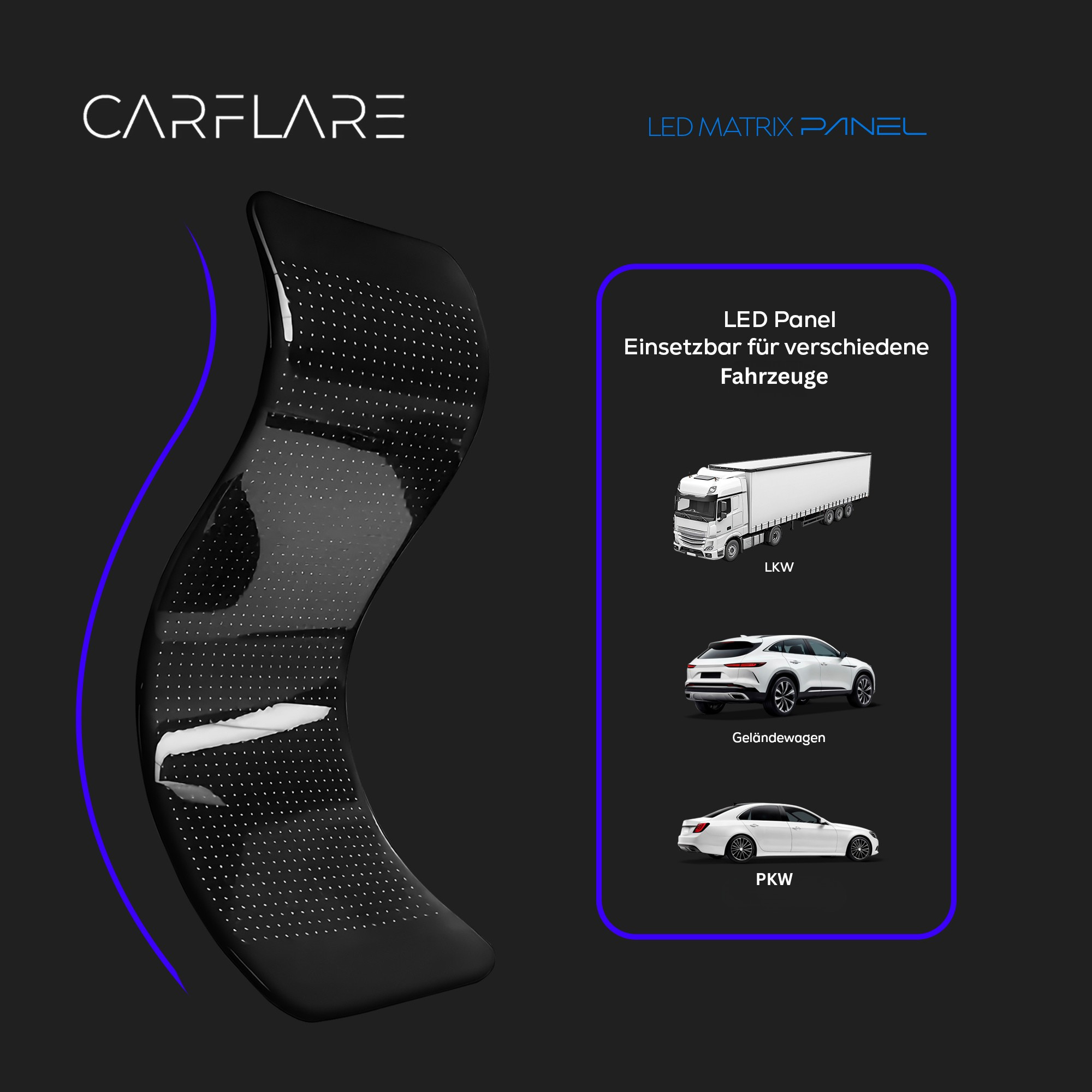 CarFlare® LED - Panel ( PKW Größe ) 12CM x 37CM