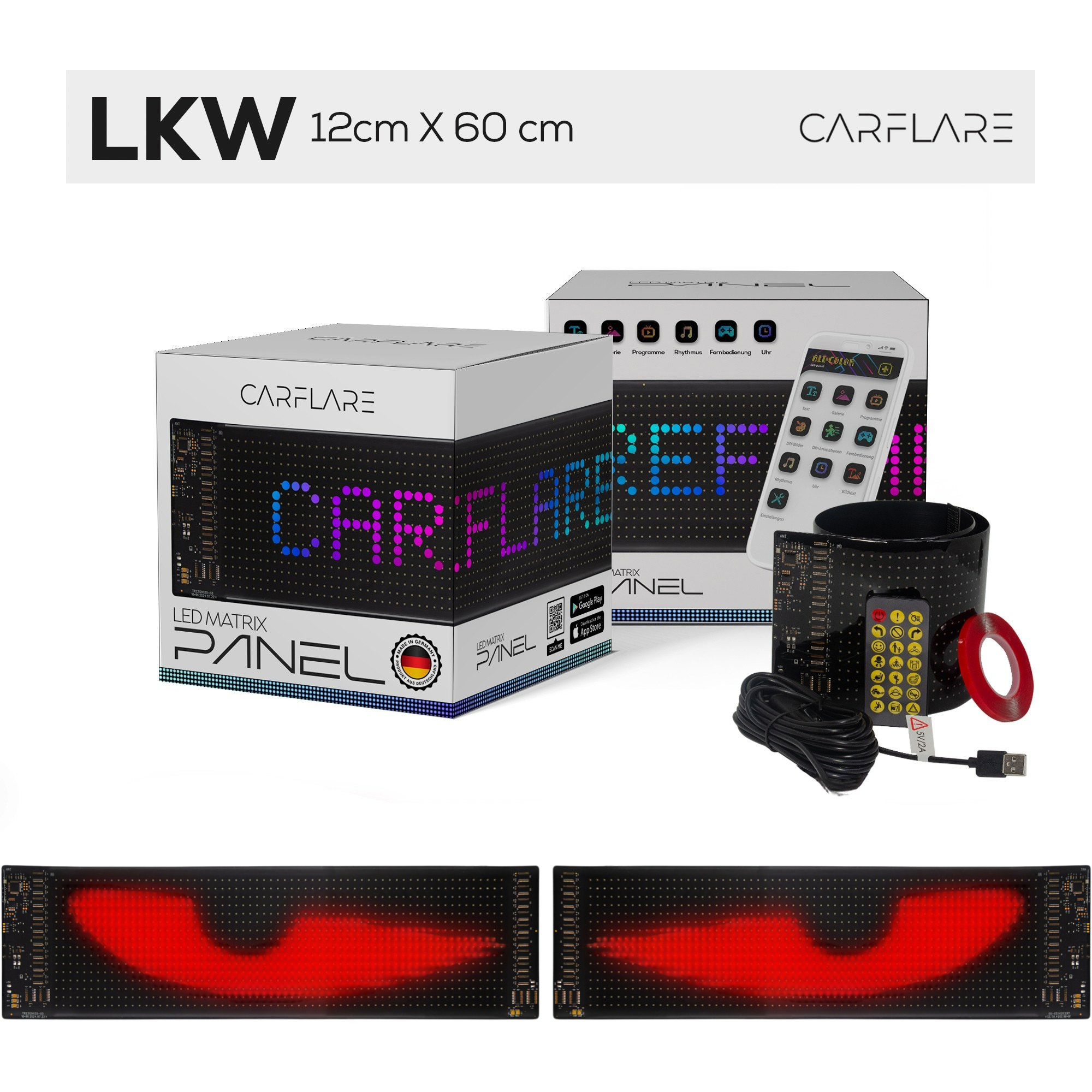 2er Set CarFlare® LED - Panel ( LKW Größe ) 12CM x 60CM