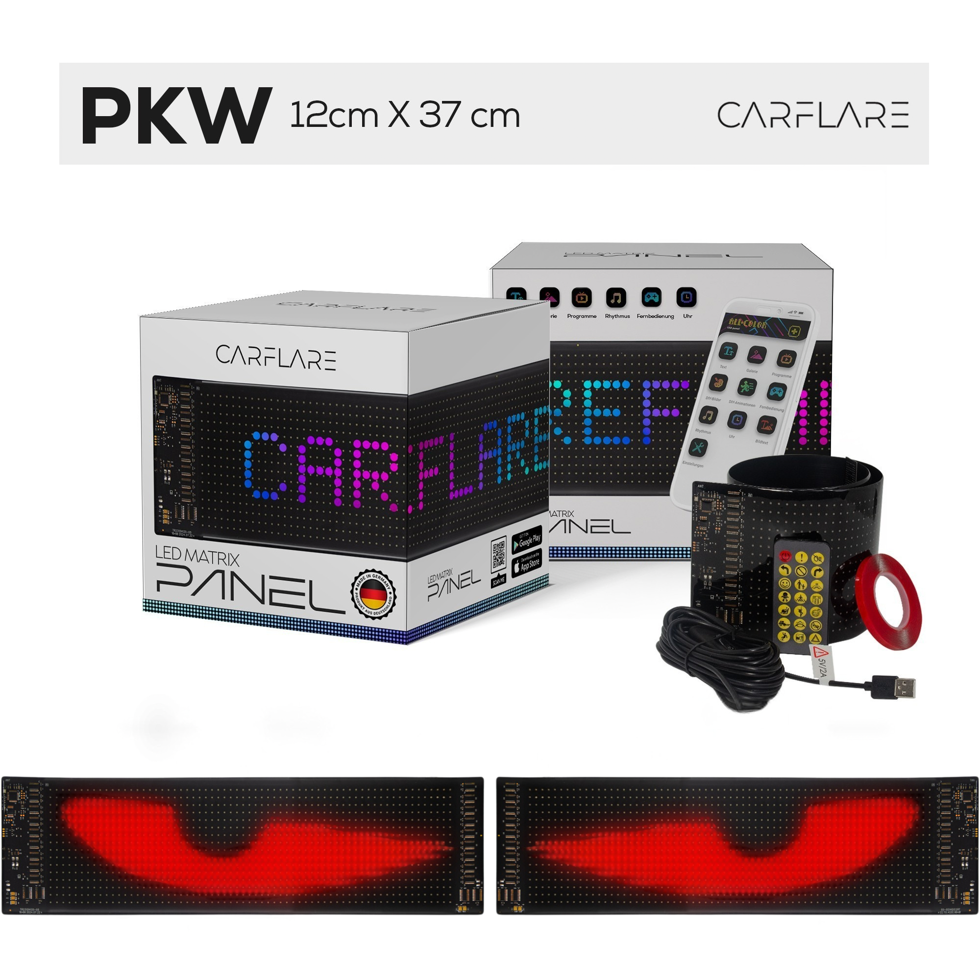 2er Set CarFlare® LED - Panel ( PKW Größe ) 12CM x 37CM